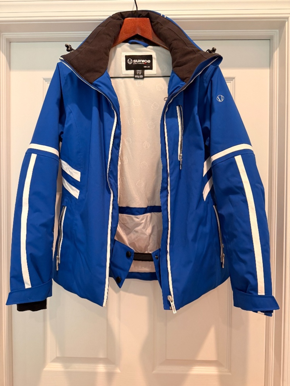 Sunice Ski Jacket Full Zip Blue Performance Waterproof Hooded Womens Size 8